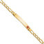 14K Medical Semi-Solid Chain/Solid Plate 37x6mm Off-Center Red Enamel Figaro Link 7 inch ID Bracelet