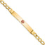 14K Medical Semi-Solid Chain/Solid Plate 37x6mm Centered Red Enamel Cuban Link 7 inch ID Bracelet