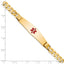 14K Medical Solid Chain/Solid Plate Soft Diamond Shape 37x9mm Centered Red Enamel Curb Link 8 inch ID Bracelet