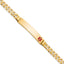 14K Medical Solid Chain/Solid Plate 38x8mm Off-Center Red Enamel Curb Link 7 inch ID Bracelet