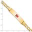 14K Medical Semi-Solid Chain/Solid Plate 40x10mm Centered Red Enamel Curb Link 8 inch ID Bracelet