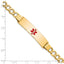 Red Centered Enamel Curb Link ID Bracelet in 14K Yellow Gold, 8 Inch - Sophia Jewelers