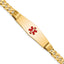 14K Medical Solid Chain/Solid Plate Soft Diamond Shape 40x12mm Centered Red Enamel Curb Link 7 inch ID Bracelet