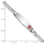 14K White Gold Medical Solid Chain/Solid Plate 26x7mm Soft Diamond Shape Off-Center Red Enamel Flat Curb Link 8 inch ID Brace