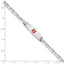 14K White Gold Medical Solid Chain/Solid Plate 24x7mm Soft Diamond Shape Centered Red Enamel Anchor Link 8 inch ID Bracelet