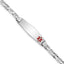 14K White Gold Medical Solid Chain/Solid Plate 26x7mm Soft Diamond Shape Off-Center Red Enamel Anchor Link 7 inch ID Bracelet