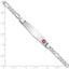 14K White Gold Medical Solid Chain/Solid Plate Soft Diamond Shape 37x9mm Off-Center Red Enamel Figaro Link 8 inch ID Bracelet