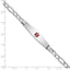 14K White Gold Medical Semi-Solid Chain/Solid Plate Soft Diamond Shape 37x9mm Centered Red Enamel Figaro Link 8 inch ID Brace