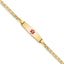 14k Medical Solid Chain/Solid Plate 20x5mm Soft Diamond Shape Centered Red Enamel Flat Anchor Link 6 inch Baby/Child ID Bracelet