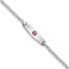 14k White Gold Medical Semi-Solid Chain/Solid Plate 20x5mm Soft Diamond Shape Centered Red Enamel Cuban Link 7 inch ID Bracel