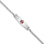 14k White Gold Medical Semi-Solid Chain/Solid Plate 25x7mm Soft Diamond Shape Centered Red Enamel Anchor Link 6 inch Baby/Child ID Bracelet