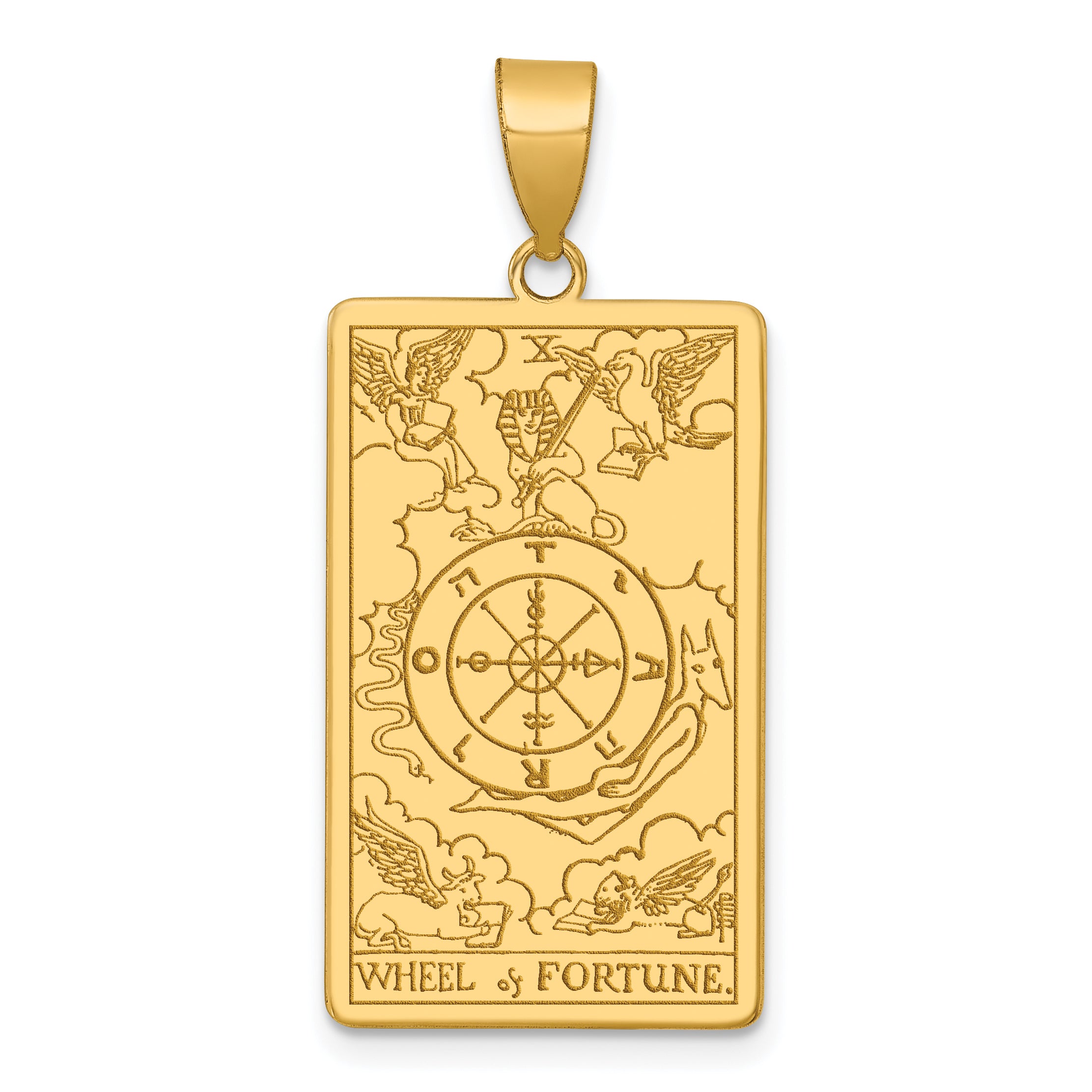14ky Wheel of Fortune Tarot Card Pendant