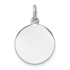 14k White Gold Plain .011 Gauge Circular Engravable Disc Charm