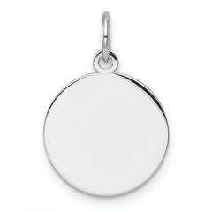 14k White Gold Plain .011 Gauge Circular Engravable Disc Charm