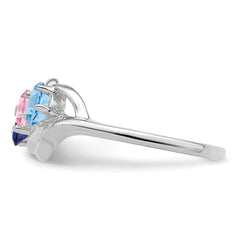 Sterling Silver Rhodium-plated Genuine 3 Stone Mother's Ring