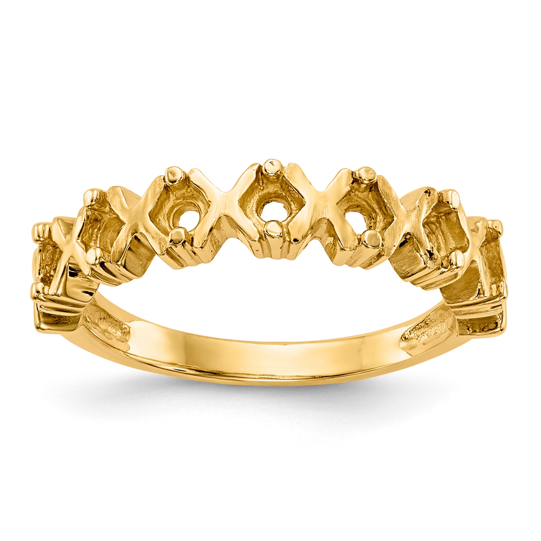 14k Polished 7-Stone Mothers Ring Mounting (No Stone Included)
