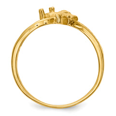 14k Polished 1-Stone Mothers Ring with Angel on Band Mounting (No Stone Included)