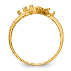 14k Polished 3-Stone Mothers Ring with Angel on Band Mounting (No Stone Included)