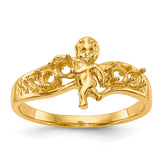 14k Polished 4-Stone Mothers Ring with Angel on Band Mounting (No Stone Included)