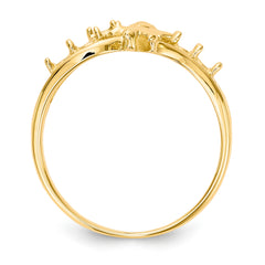 14k Polished 5-Stone Mothers Ring with Angel on Band Mounting (No Stone Included)