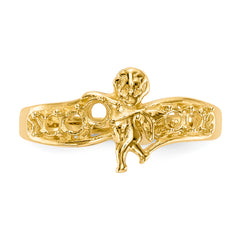 14k Polished 5-Stone Mothers Ring with Angel on Band Mounting (No Stone Included)
