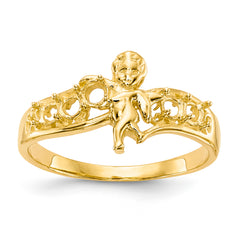 14k Polished 5-Stone Mothers Ring with Angel on Band Mounting (No Stone Included)