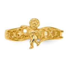 14k Polished 6-Stone Mothers Ring with Angel on Band Mounting (No Stone Included)