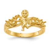 14k Polished 6-Stone Mothers Ring with Angel on Band Mounting (No Stone Included)