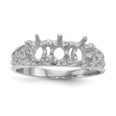 14k White Gold 3 Stone Family Ring Mounting (No Stone Included)