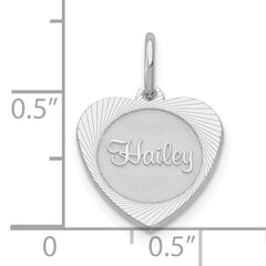 10k White Gold Small Heart Disc Name Charm