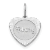 10k White Gold Small Heart Disc Name Charm