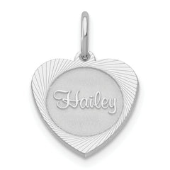 10k White Gold Small Heart Disc Name Charm