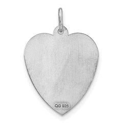 Sterling Silver/Rhodium-plated Heart Disc Name Charm