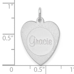 Sterling Silver/Rhodium-plated Heart Disc Name Charm