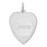 14k White Gold Heart Disc Name Charm