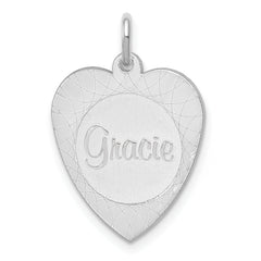 14k White Gold Heart Disc Name Charm