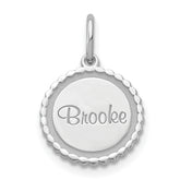 14K White Gold Scalloped Disc with Name Charm