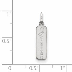 10k White Gold Script Font Name Bar Charm