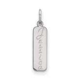 14k White Gold Script Font Name Bar Charm