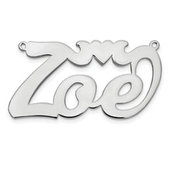 Sterling Silver/Rhodium-plated Polished Heart Name Plate