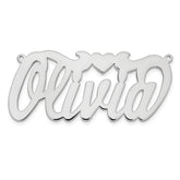 Sterling Silver/Rhodium-plated Polished Heart Name Plate