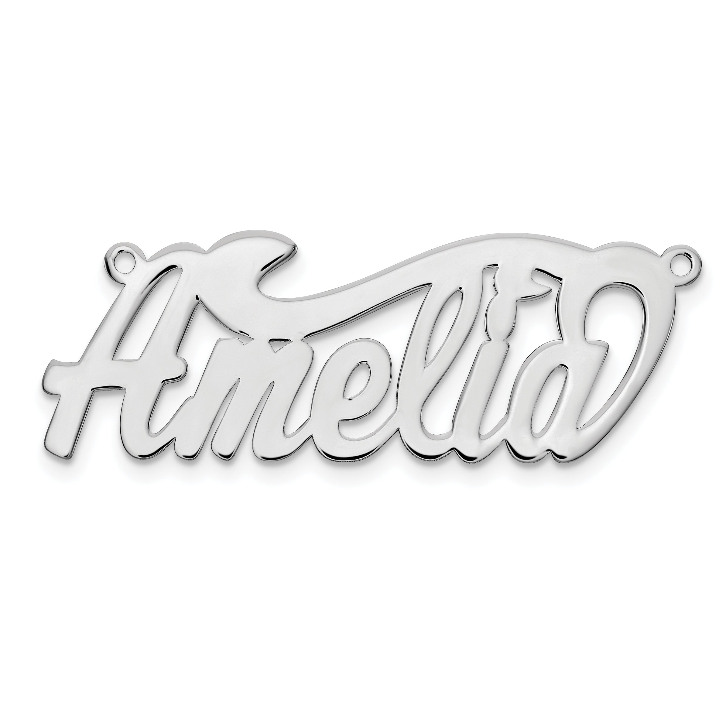 Sterling Silver/Rhodium-plated Polished Name Plate