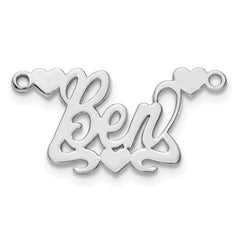 14k White Gold Polished Hearts Name Plate