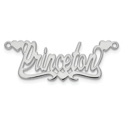 Sterling Silver/Rhodium-plated Polished Hearts Name Plate