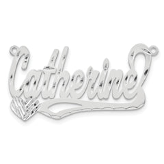 Sterling Silver/Rhodium-plated Diamond-cut Heart Name Plate