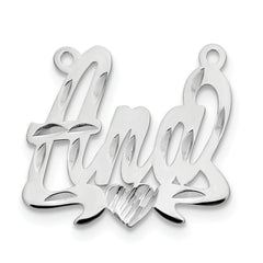 14k White Gold Diamond-cut Heart Name Plate