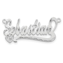 14k White Gold Diamond-cut Heart Name Plate