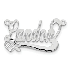 14k White Gold Diamond-cut Heart Name Plate