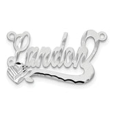 Sterling Silver/Rhodium-plated Diamond-cut Heart Name Plate