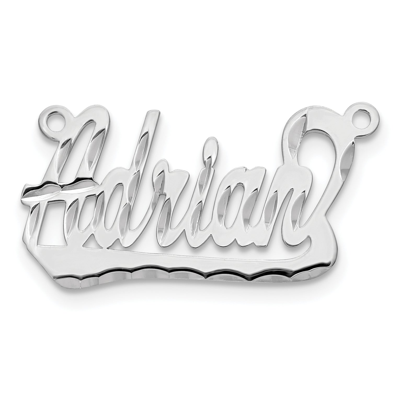 14k White Gold Diamond-cut Underlined Name Plate